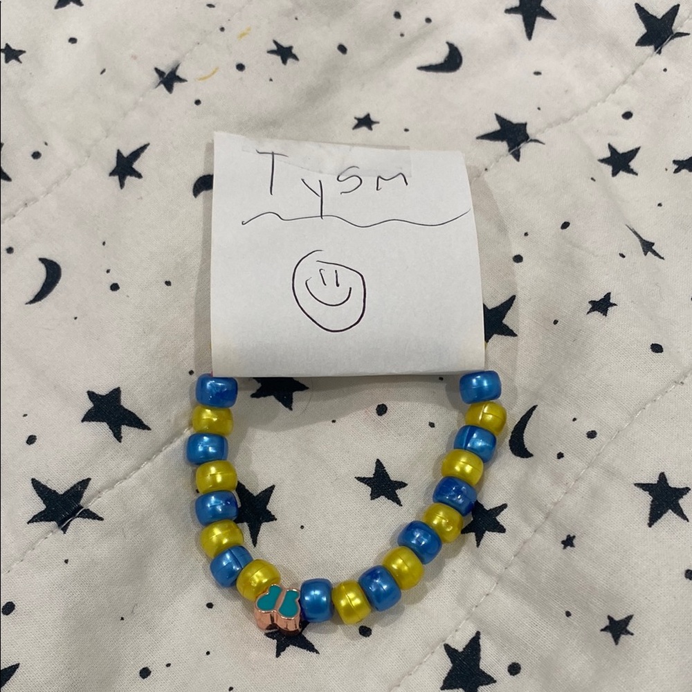 Blue and Yellow Beaded Kids Bracelet